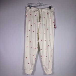 NWT Jane & Delancey White Joggers with Heart Pattern Size Large